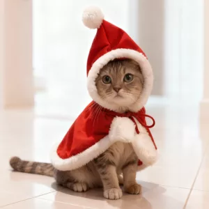 cat christmas outfit, cat santa costume, cat christmas costume, cat santa claus costume, christmas hooded cloak